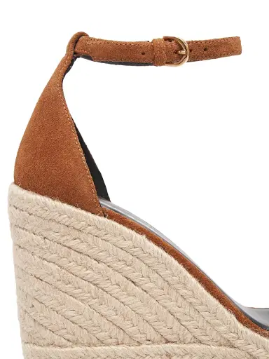 Versace Women's 120MM Medusa Suede Espadrille Platform Wedge Sandals - Spice Brown Gold - Size 9.5 | Thumbnail 7
