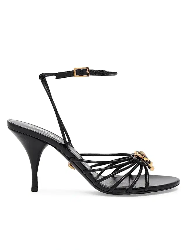 Women's 85MM Opera Bow Leather Sandals - Black  Gold