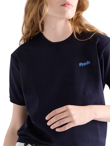 Prada Women's Silk Crew-Neck Sweater - Blue - Size 10 | Thumbnail 4