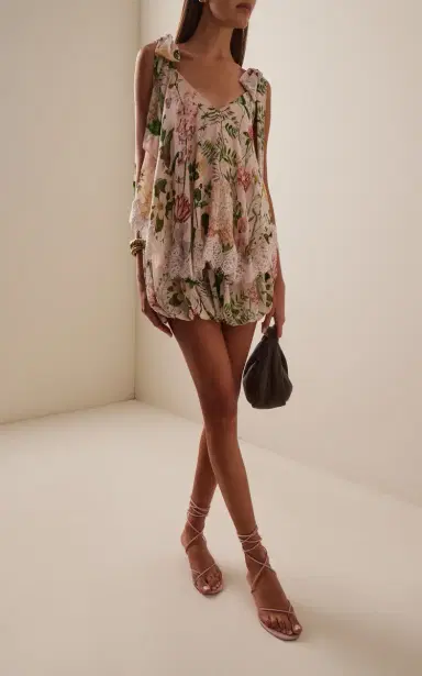 Cara Cara Bloom Floral Silk-Chiffon Shorts | Thumbnail 2 Cara Cara Bloom Floral Silk-Chiffon Shorts | Thumbnail 2