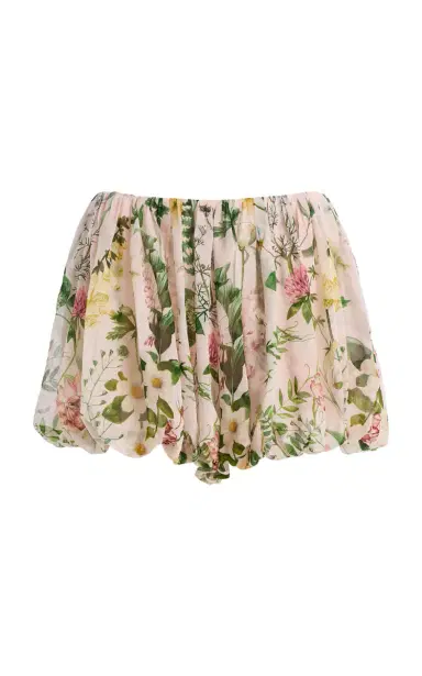 Cara Cara Bloom Floral Silk-Chiffon Shorts | Thumbnail 1 Cara Cara Bloom Floral Silk-Chiffon Shorts | Thumbnail 1