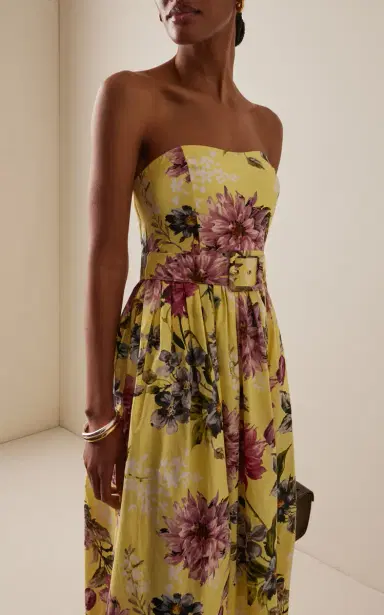 Cara Cara Greenfield Belted Strapless Floral Cotton Maxi Dress | Thumbnail 3 Cara Cara Greenfield Belted Strapless Floral Cotton Maxi Dress | Thumbnail 3