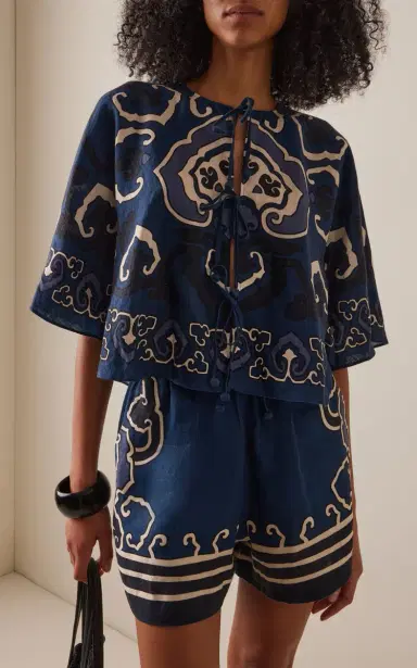 Sea Blaise Print Linen Top | Thumbnail 2