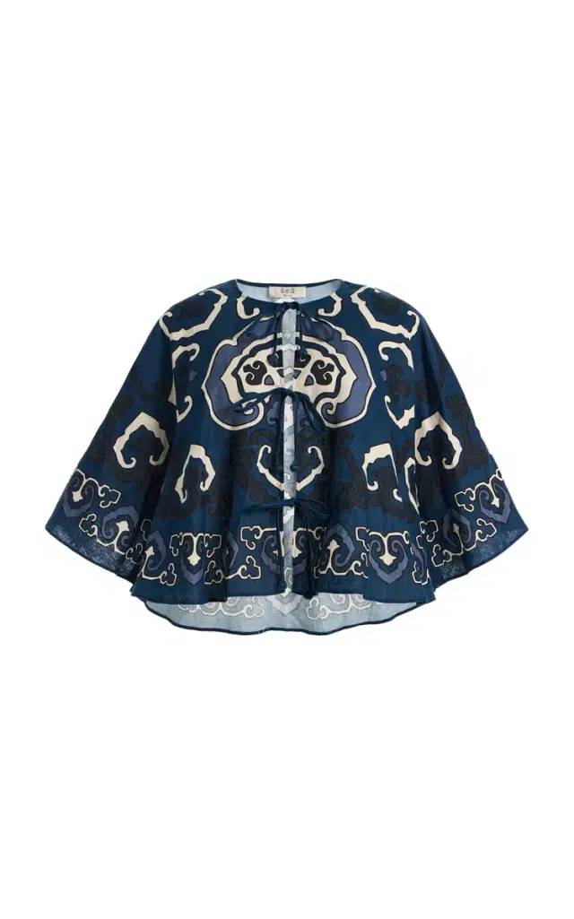 Sea Blaise Print Linen Top