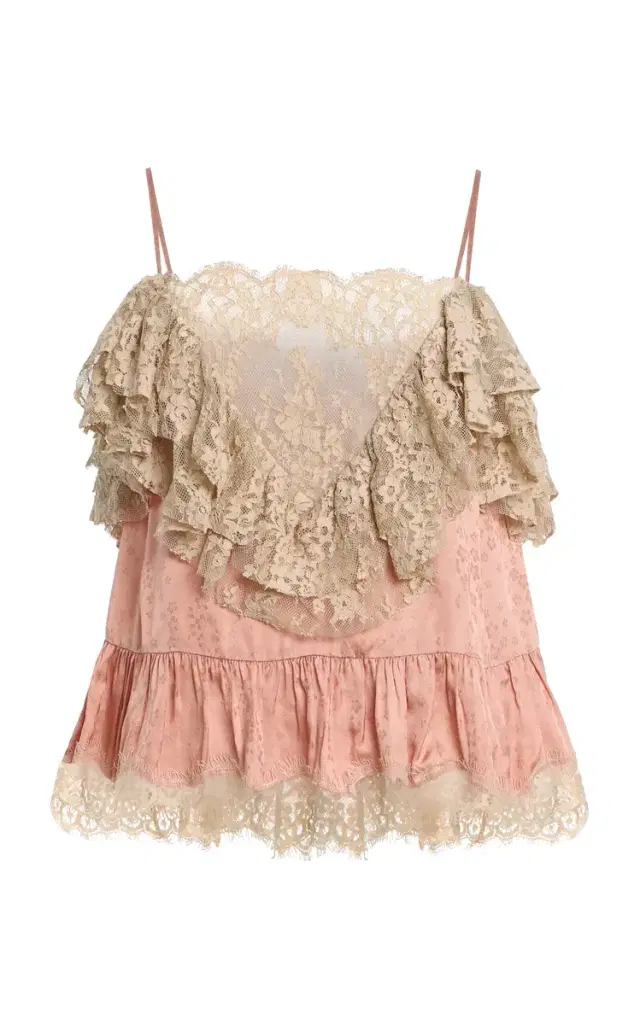 Ethel Lace-Trimmed Jacquard Camisole Top