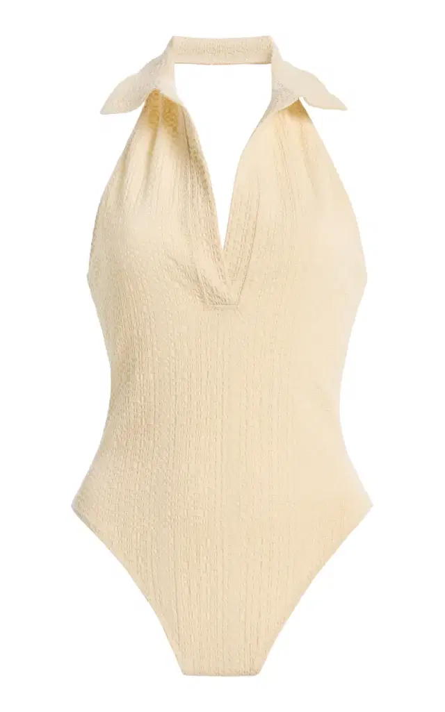 Lisa Marie Fernandez Polo Seersucker One-Piece Swimsuit