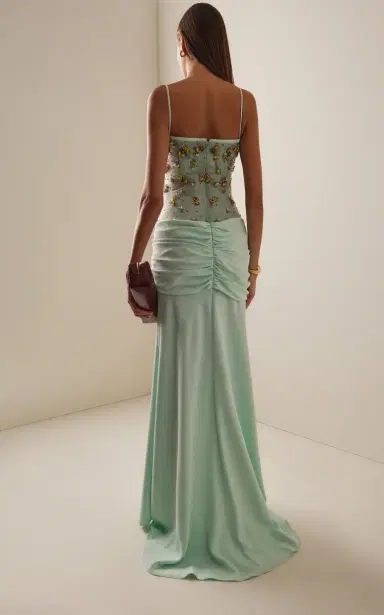 Costarellos Nissa Crepe Embroidered Tulle Gown | Thumbnail 4 Costarellos Nissa Crepe Embroidered Tulle Gown | Thumbnail 4