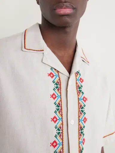 Portuguese Flannel Convertible-Collar Embroidered Linen and Cotton-Blend Shirt - Men | Thumbnail 5 Portuguese Flannel Convertible-Collar Embroidered Linen and Cotton-Blend Shirt - Men | Thumbnail 5