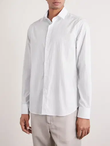 Canali Pinstriped Cotton Shirt - Men | Thumbnail 5