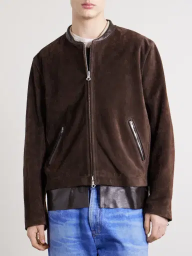 Our Legacy Drift Leather-Trimmed Suede Jacket - Men | Thumbnail 3
