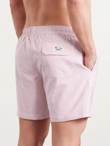 Hartford Straight-Leg Mid-Length Striped Seersucker Swim Shorts - Men | Thumbnail 3