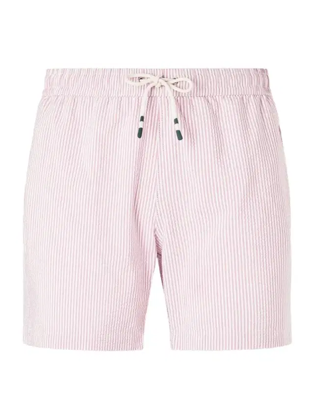 Hartford Straight-Leg Mid-Length Striped Seersucker Swim Shorts - Men