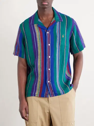 Polo Ralph Lauren Camp-Collar Striped Linen Shirt - Men | Thumbnail 3 Polo Ralph Lauren Camp-Collar Striped Linen Shirt - Men | Thumbnail 3