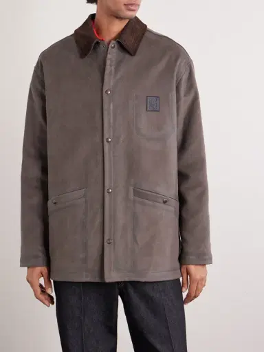 Loewe Logo-Appliquéd Corduroy-Trimmed Woven Overshirt - Men | Thumbnail 3 Loewe Logo-Appliquéd Corduroy-Trimmed Woven Overshirt - Men | Thumbnail 3