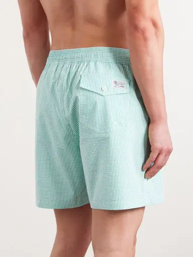 Polo Ralph Lauren Traveler Straight-Leg Mid-Length Striped Cotton-Blend Seersucker Swim Shorts - Men | Thumbnail 3 Polo Ralph Lauren Traveler Straight-Leg Mid-Length Striped Cotton-Blend Seersucker Swim Shorts - Men | Thumbnail 3