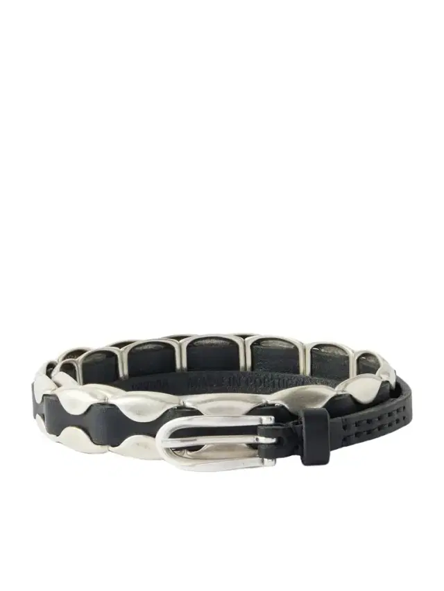 Billow 1cm Silver-Tone and Leather Belt - Men