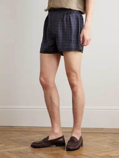 Saint Laurent Straight-Leg Printed Silk-Twill Shorts - Men | Thumbnail 3