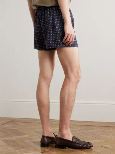 Saint Laurent Straight-Leg Printed Silk-Twill Shorts - Men | Thumbnail 4