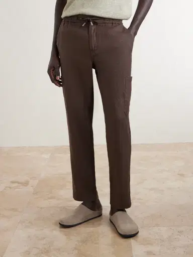 MR P. James Tapered Linen Drawstring Cargo Trousers - Men | Thumbnail 3
