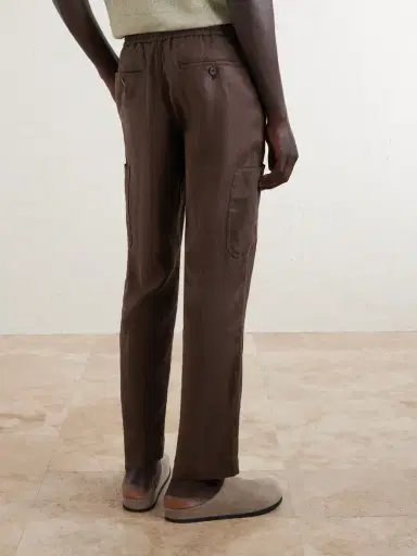 MR P. James Tapered Linen Drawstring Cargo Trousers - Men | Thumbnail 4