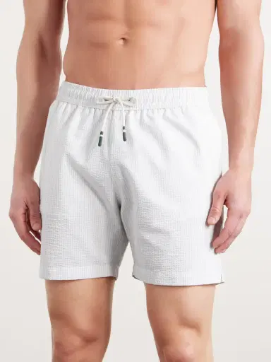 Hartford Straight-Leg Mid-Length Striped Seersucker Swim Shorts - Men | Thumbnail 2