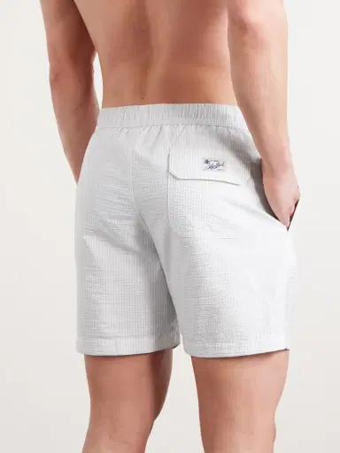 Hartford Straight-Leg Mid-Length Striped Seersucker Swim Shorts - Men | Thumbnail 3