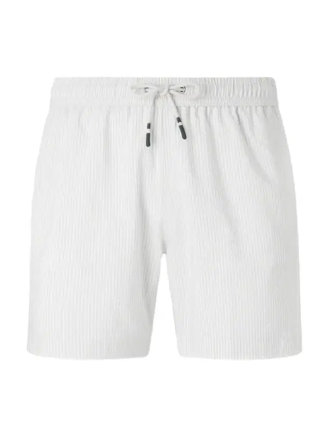 Hartford Straight-Leg Mid-Length Striped Seersucker Swim Shorts - Men