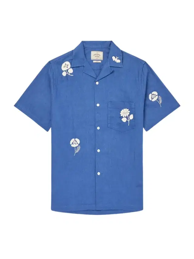 Convertible-Collar Embroidered Ramie Shirt - Men