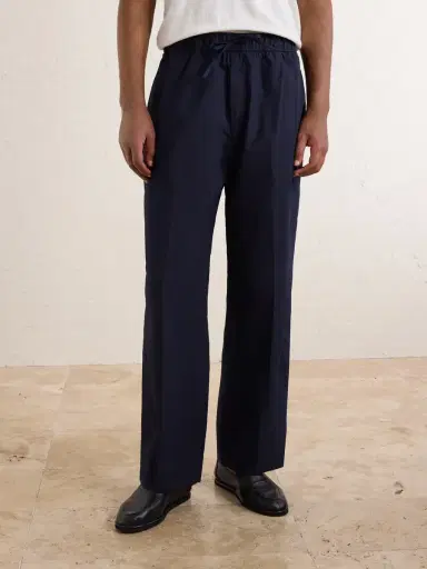OFFICINE GÉNÉRALE Nilson Straight-Leg Organic Cotton-Poplin Drawstring Suit Trousers - Men | Thumbnail 3 OFFICINE GÉNÉRALE Nilson Straight-Leg Organic Cotton-Poplin Drawstring Suit Trousers - Men | Thumbnail 3