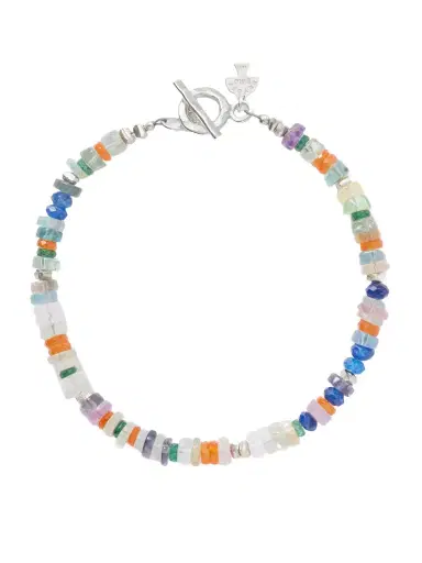 Peyote Bird Tropical Camo Sterling Silver Multi-Stone Beaded Bracelet - Men | Thumbnail 1