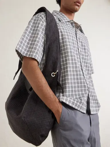 mfpen Eyelet Checked Cotton and Linen-Blend Canvas Shoulder Bag - Men | Thumbnail 3