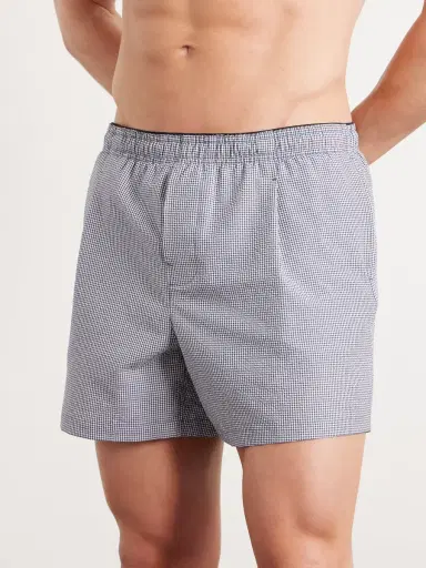 Our Legacy Boxer Trunk Straight-Leg Mid-Length Checked Seersucker Swim Shorts - Men | Thumbnail 2