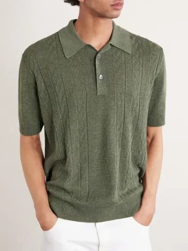 PIACENZA 1733 Silk and Linen-Blend Polo Shirt - Men | Thumbnail 3