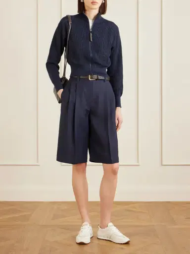 Brunello Cucinelli Embellished Cotton-blend Zip-up Cardigan | Thumbnail 2 Brunello Cucinelli Embellished Cotton-blend Zip-up Cardigan | Thumbnail 2