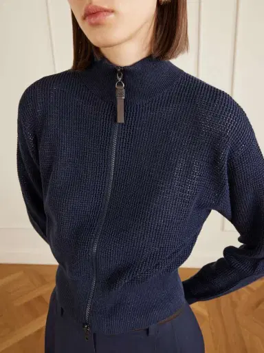 Brunello Cucinelli Embellished Cotton-blend Zip-up Cardigan | Thumbnail 4 Brunello Cucinelli Embellished Cotton-blend Zip-up Cardigan | Thumbnail 4