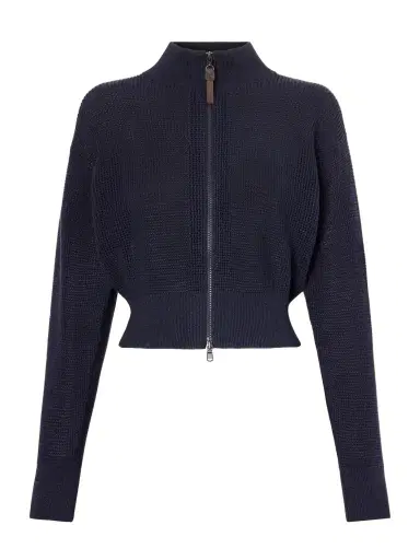 Brunello Cucinelli Embellished Cotton-blend Zip-up Cardigan | Thumbnail 1 Brunello Cucinelli Embellished Cotton-blend Zip-up Cardigan | Thumbnail 1