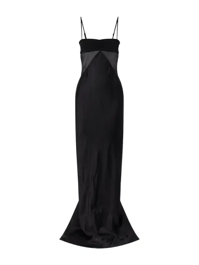 Tulle-paneled Satin Maxi Dress