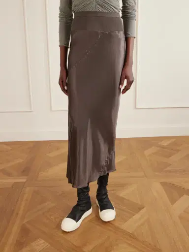 Rick Owens Ribbed Jersey And Recycled-satin Midi Skirt | Thumbnail 3 Rick Owens Ribbed Jersey And Recycled-satin Midi Skirt | Thumbnail 3