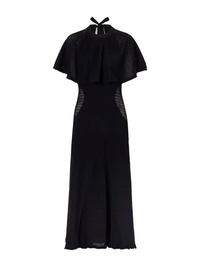 Cape-effect Open-knit And Jersey Midi Dress