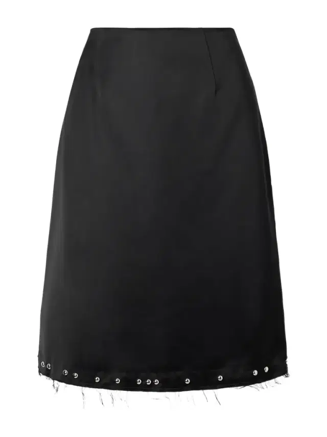 Iris Studded Frayed Satin Skirt