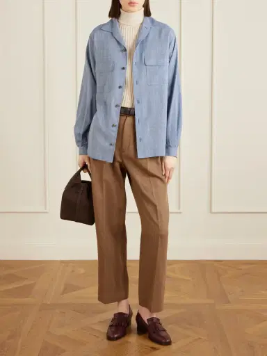 Loro Piana Ida Wool, Silk And Linen-blend Shirt | Thumbnail 2 Loro Piana Ida Wool, Silk And Linen-blend Shirt | Thumbnail 2