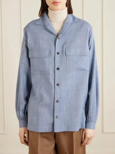 Loro Piana Ida Wool, Silk And Linen-blend Shirt | Thumbnail 3 Loro Piana Ida Wool, Silk And Linen-blend Shirt | Thumbnail 3