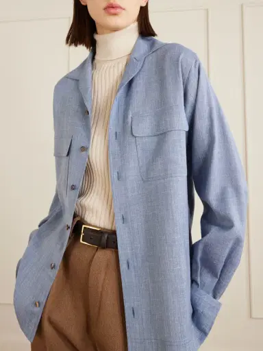 Loro Piana Ida Wool, Silk And Linen-blend Shirt | Thumbnail 5 Loro Piana Ida Wool, Silk And Linen-blend Shirt | Thumbnail 5