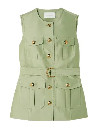 Zimmermann Luna Belted Wool And Silk-blend Vest | Thumbnail 1