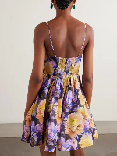 Zimmermann Luna Gathered Floral-print Linen And Silk-blend Mini Dress | Thumbnail 2