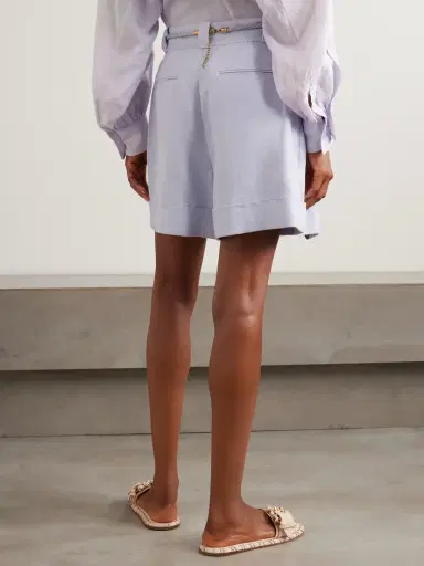 Zimmermann Luna Belted Linen Shorts | Thumbnail 4