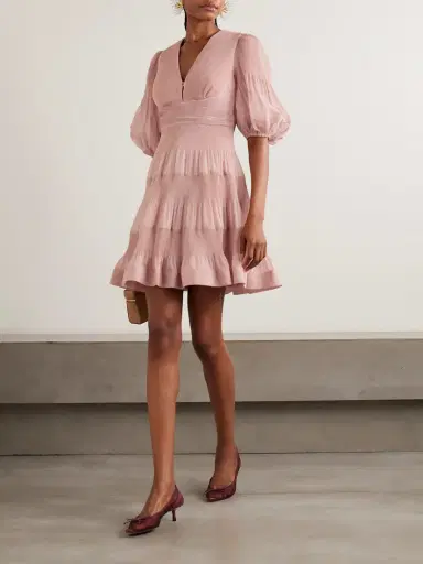 Zimmermann Tiered Plissé Silk-organza Mini Dress | Thumbnail 2 Zimmermann Tiered Plissé Silk-organza Mini Dress | Thumbnail 2
