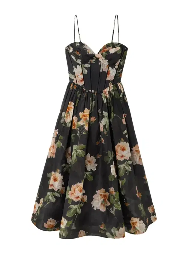 Luna Floral-print Linen And Silk-blend Midi Dress