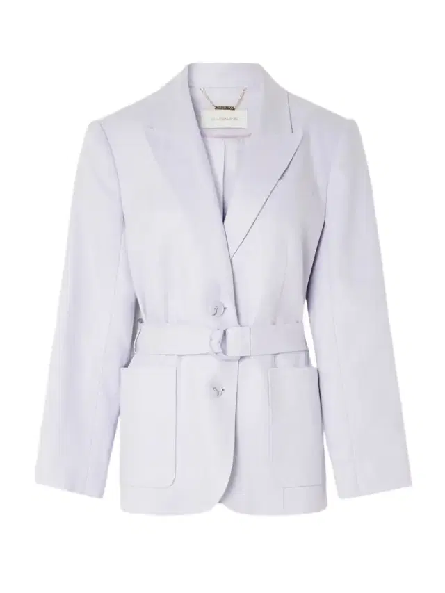 Luna Belted Topstitched Linen Blazer