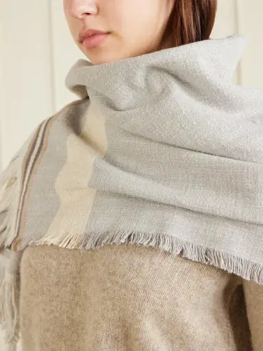 The Row Fringed Striped Cotton And Linen-blend Scarf | Thumbnail 2